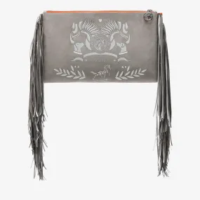 Maxi Fringe Clutch "Koala Grey" - Logo Edition