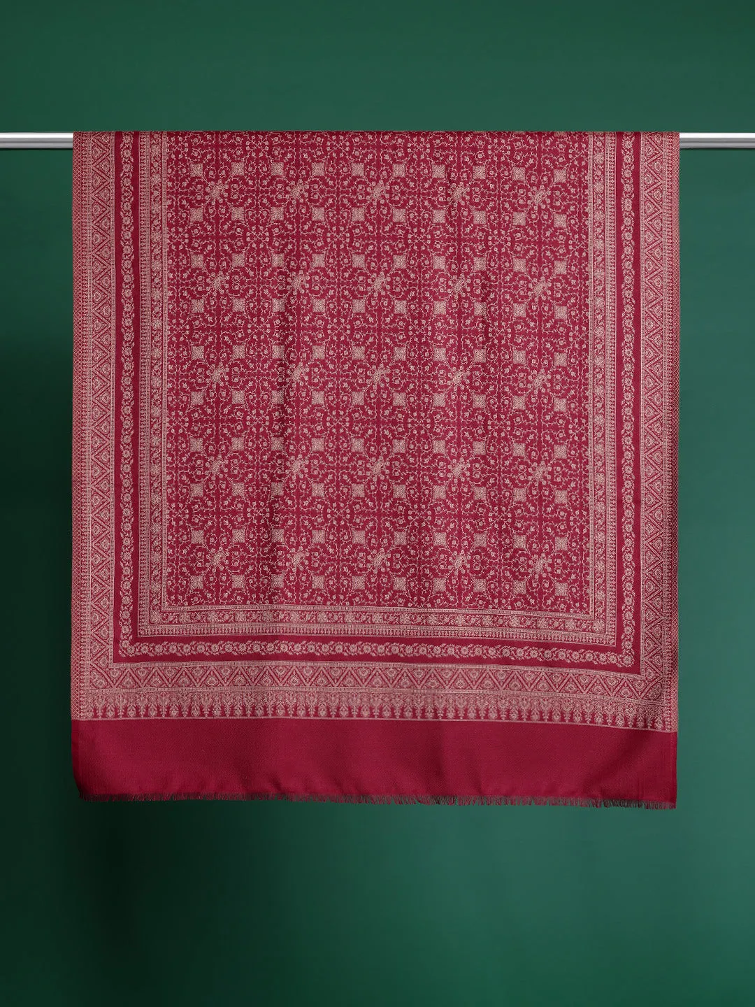 Men Ethnic Motifs Woven Embroidered Design Kashmiri Shawl