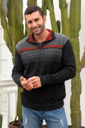 Men's Grey 100% Alpaca Pullover from Peru - Winter Traveler | NOVICA