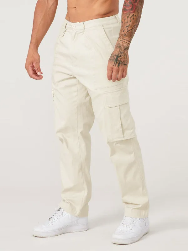 Men's spliced solid color casual sports loose overalls