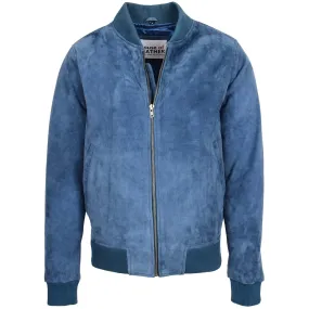 Mens Suede MA-1 Bomber Jacket Trevor Blue