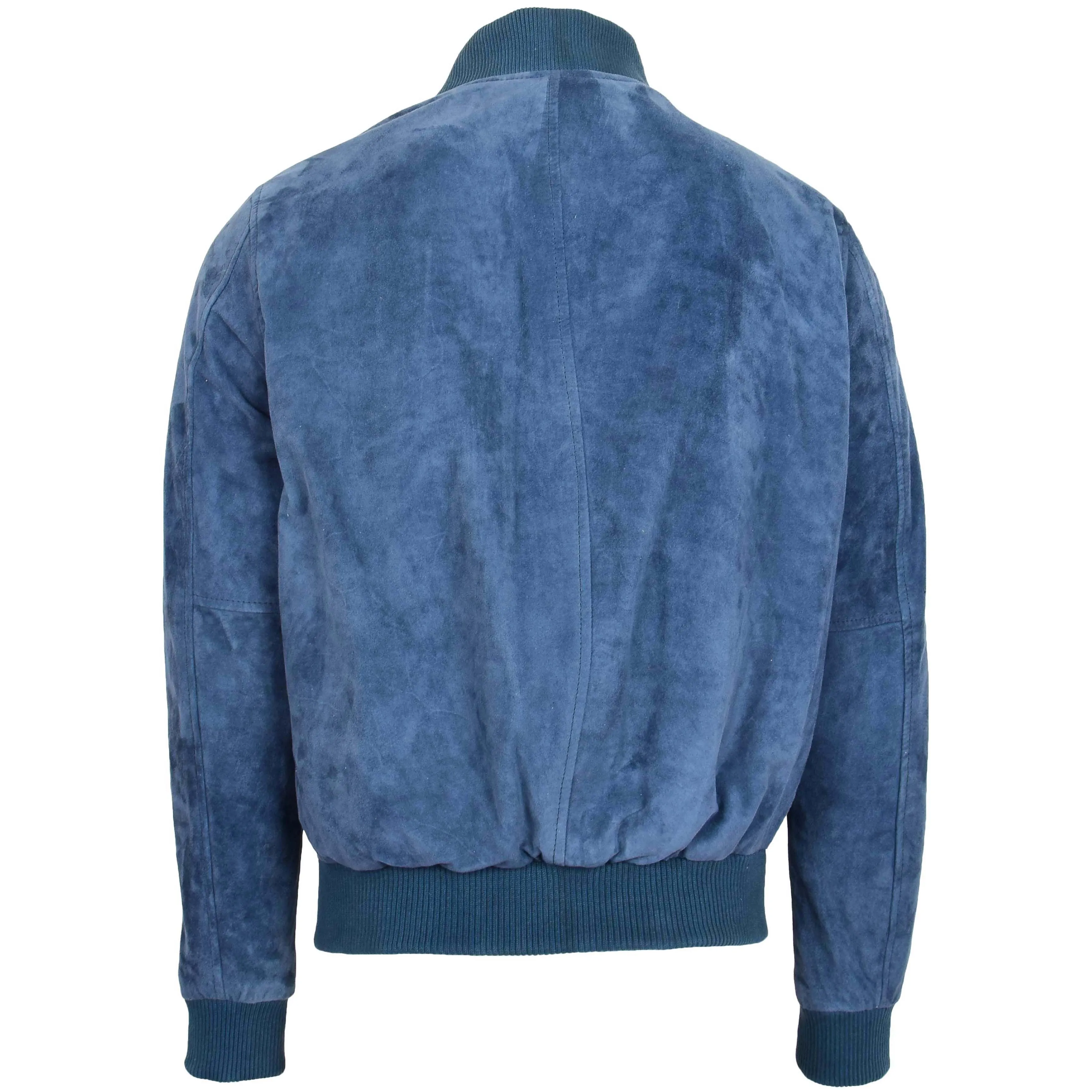 Mens Suede MA-1 Bomber Jacket Trevor Blue