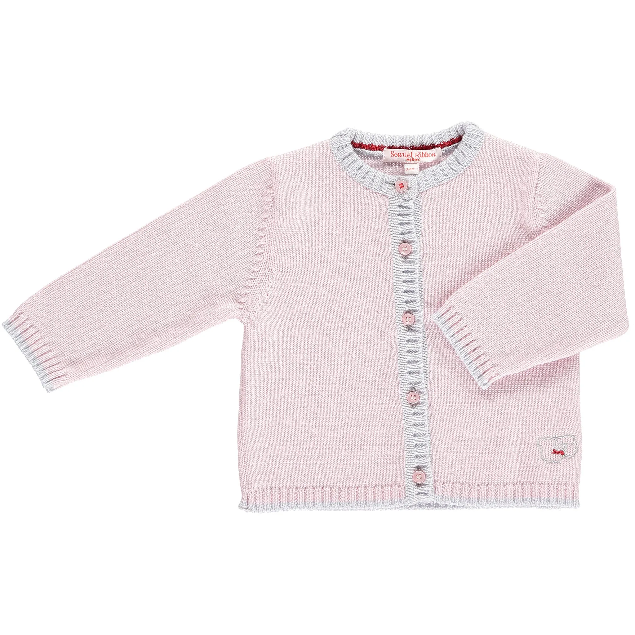 Merino Baby Cardigan - Petal