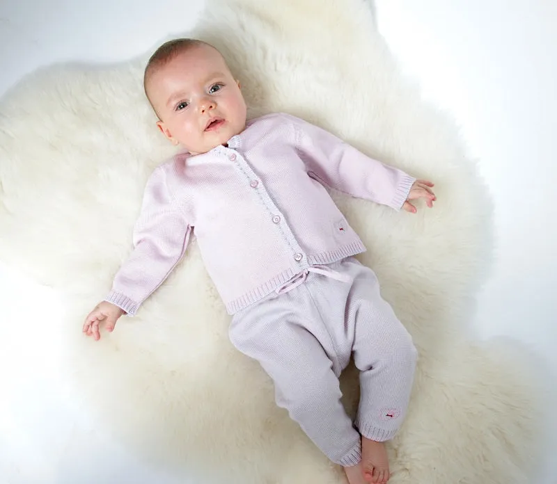 Merino Baby Cardigan - Petal