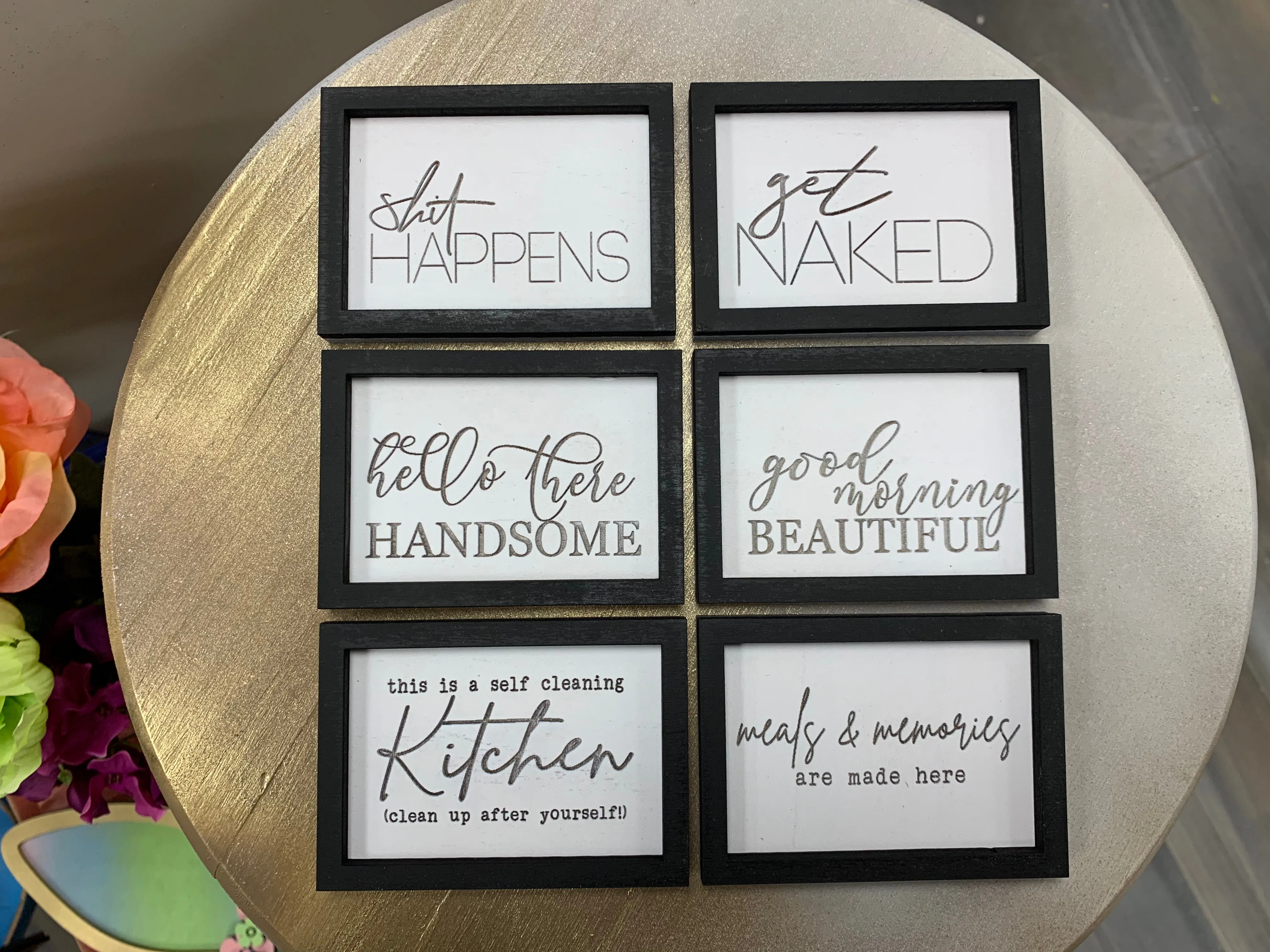 Miniature RECTANGULAR Farmhouse Signs: Set of 6 for Tiered Tray Laser File GLOWFORGE ready