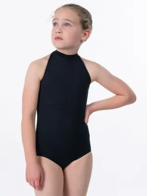 Mock Turtleneck Child Size Leotard with Mesh Zip Back