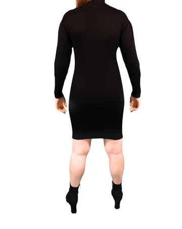 Modern Long Sleeve Sweater Dress in Black