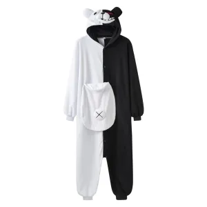 Monokuma Kigurumis Pajama Adult Onesie  Bear Jumpsuit Black White Animal Pajamas Women Halloween Party Suit Overall