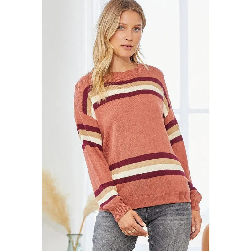 Multi Color Striped Sweater Top