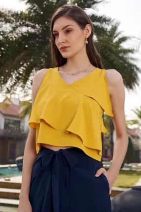 Mustard Strappy Layered Detailed Back Top