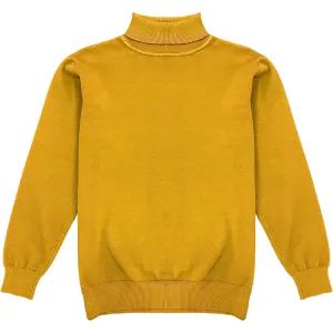 Mustard Yellow Mens Long Sleeve Knit Turtleneck Sweater