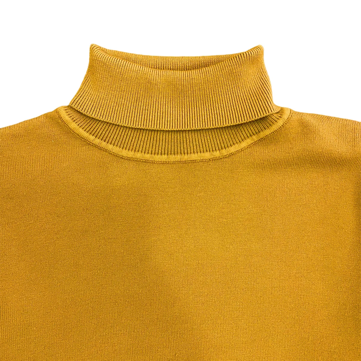 Mustard Yellow Mens Long Sleeve Knit Turtleneck Sweater