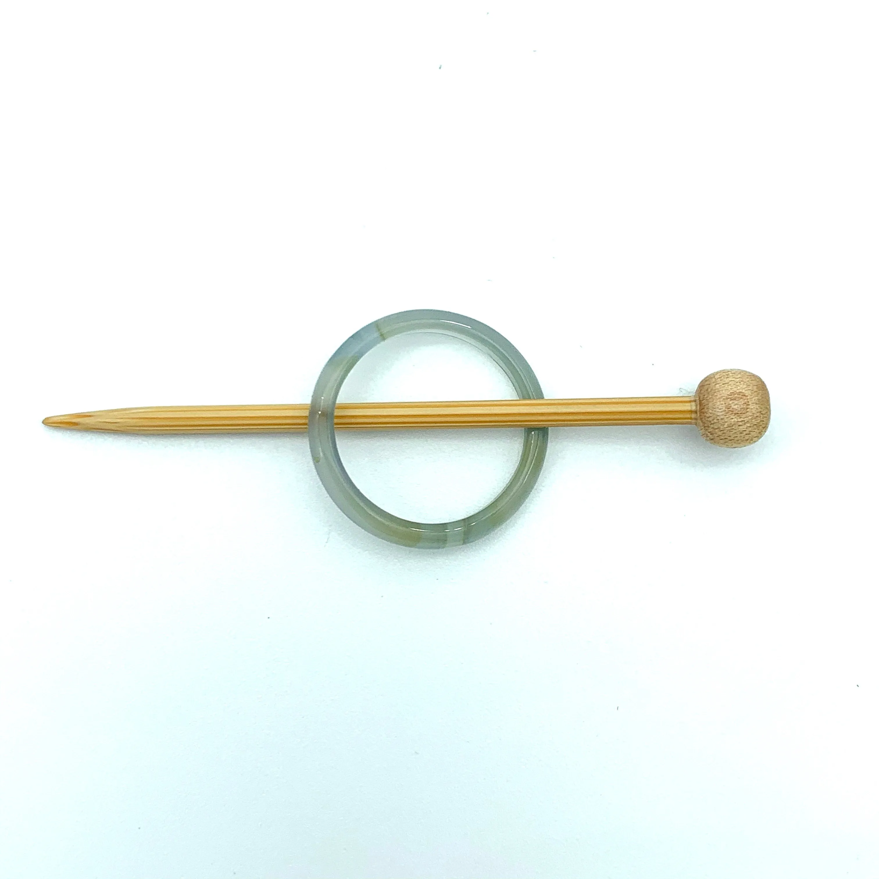 Natural Stone Shawl Pin ~ Gray Stone Ring Y