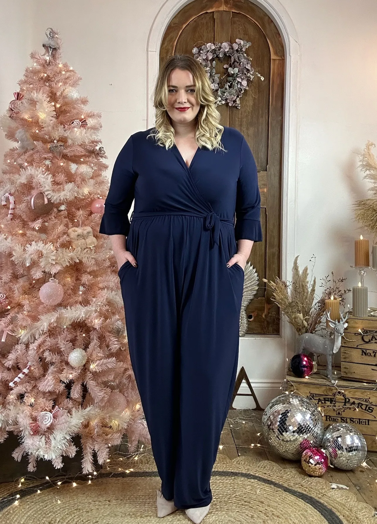 Navy Frida Wide Leg Jumpsuit