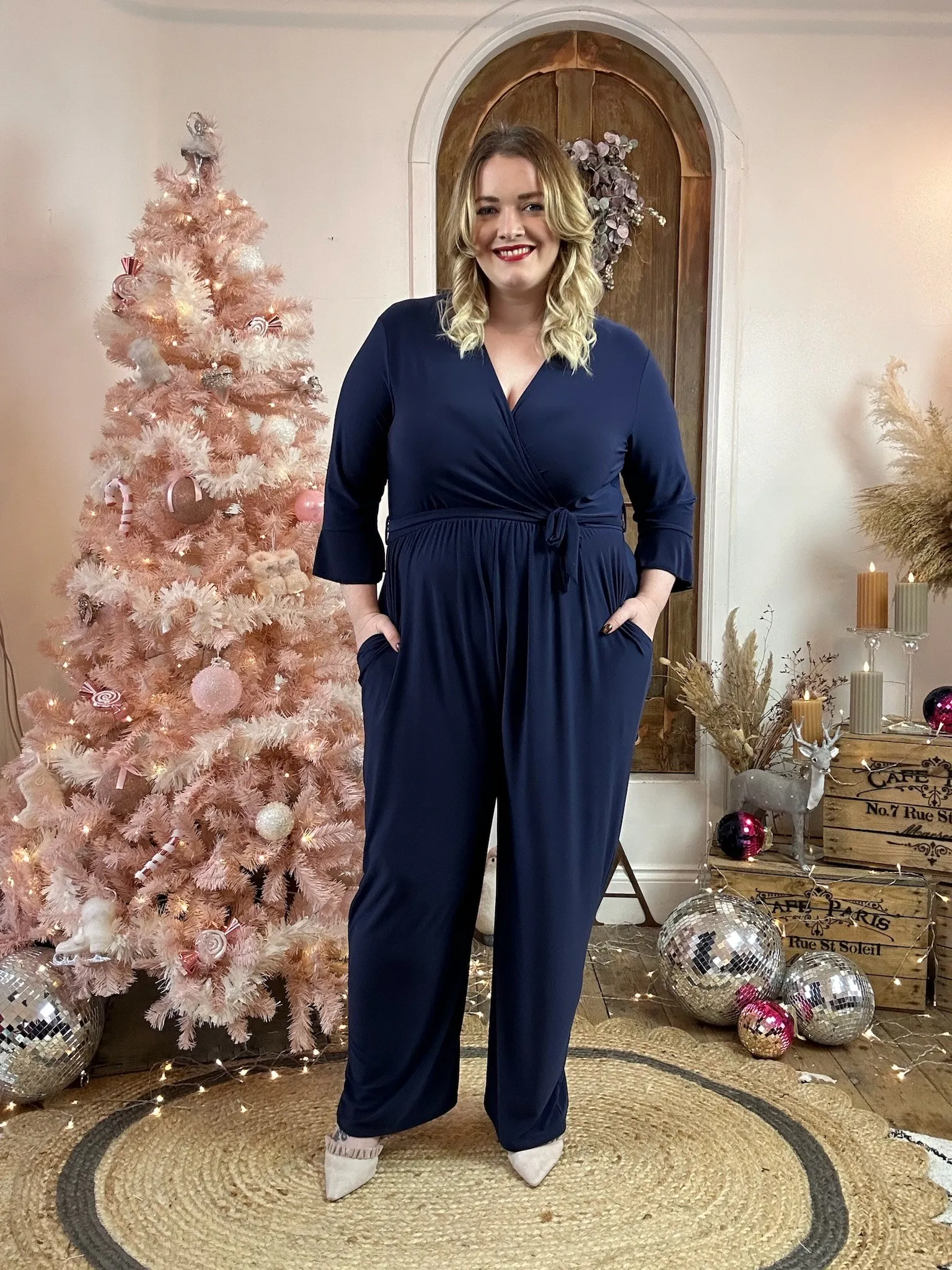 Navy Frida Wide Leg Jumpsuit