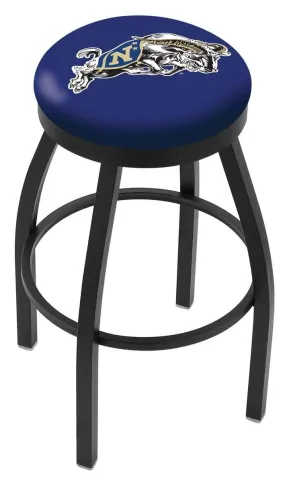 Navy Midshipmen HBS Black Swivel Bar Stool with Blue Cushion