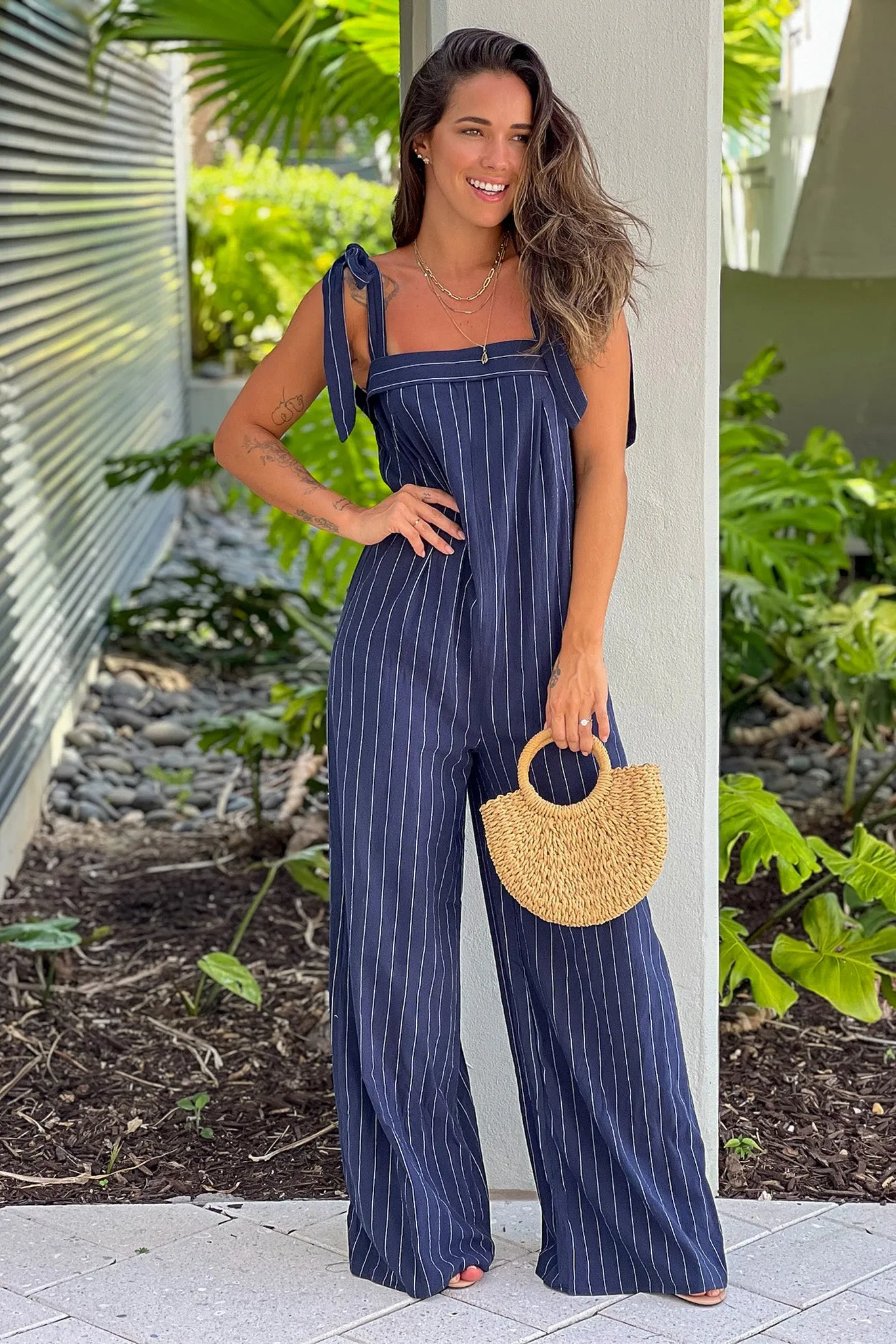 Navy Striped Jumpsuit