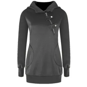 Oblique Zippered Winter PulloverHoodies