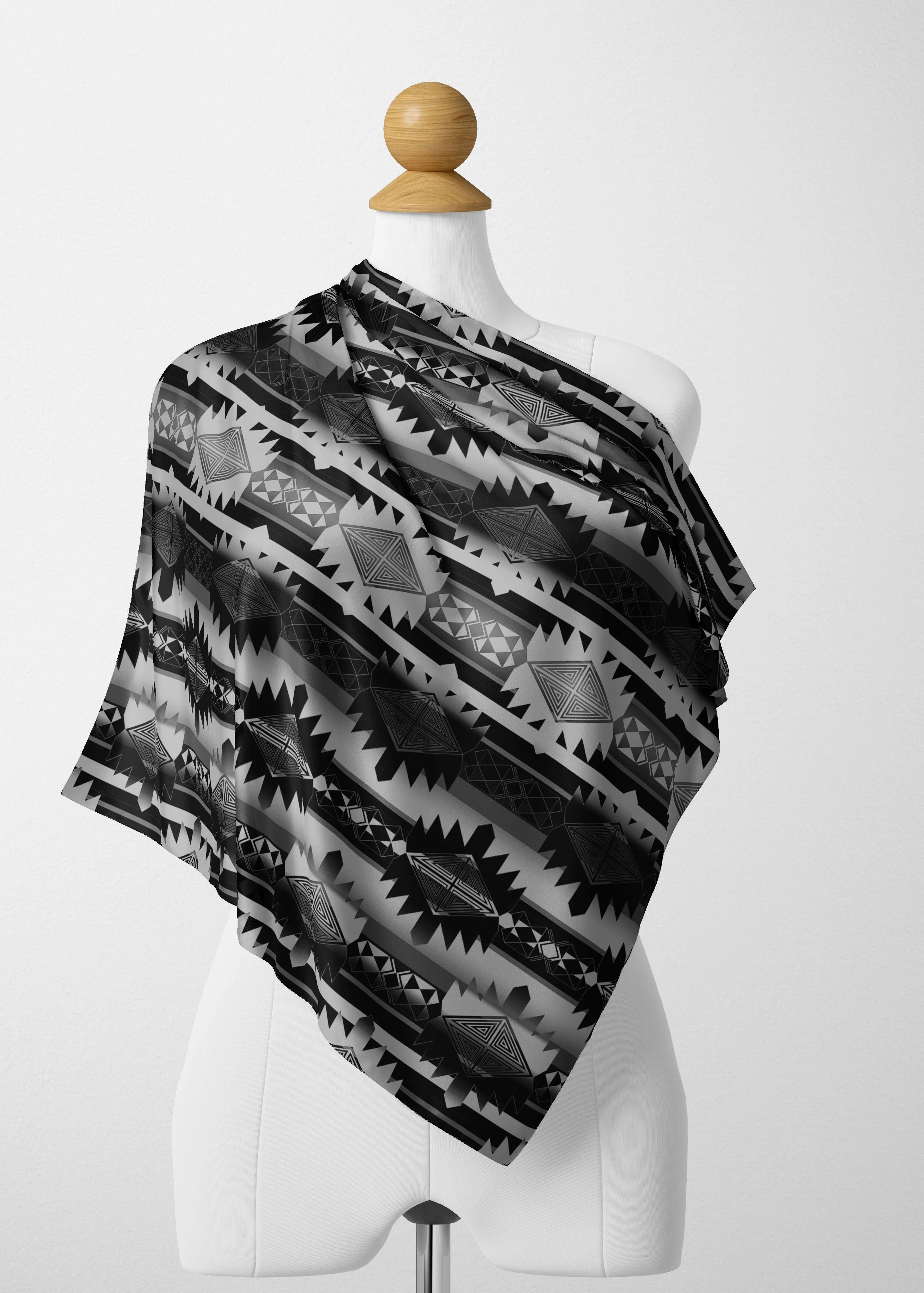 Okotoks Black and White Satin Shawl