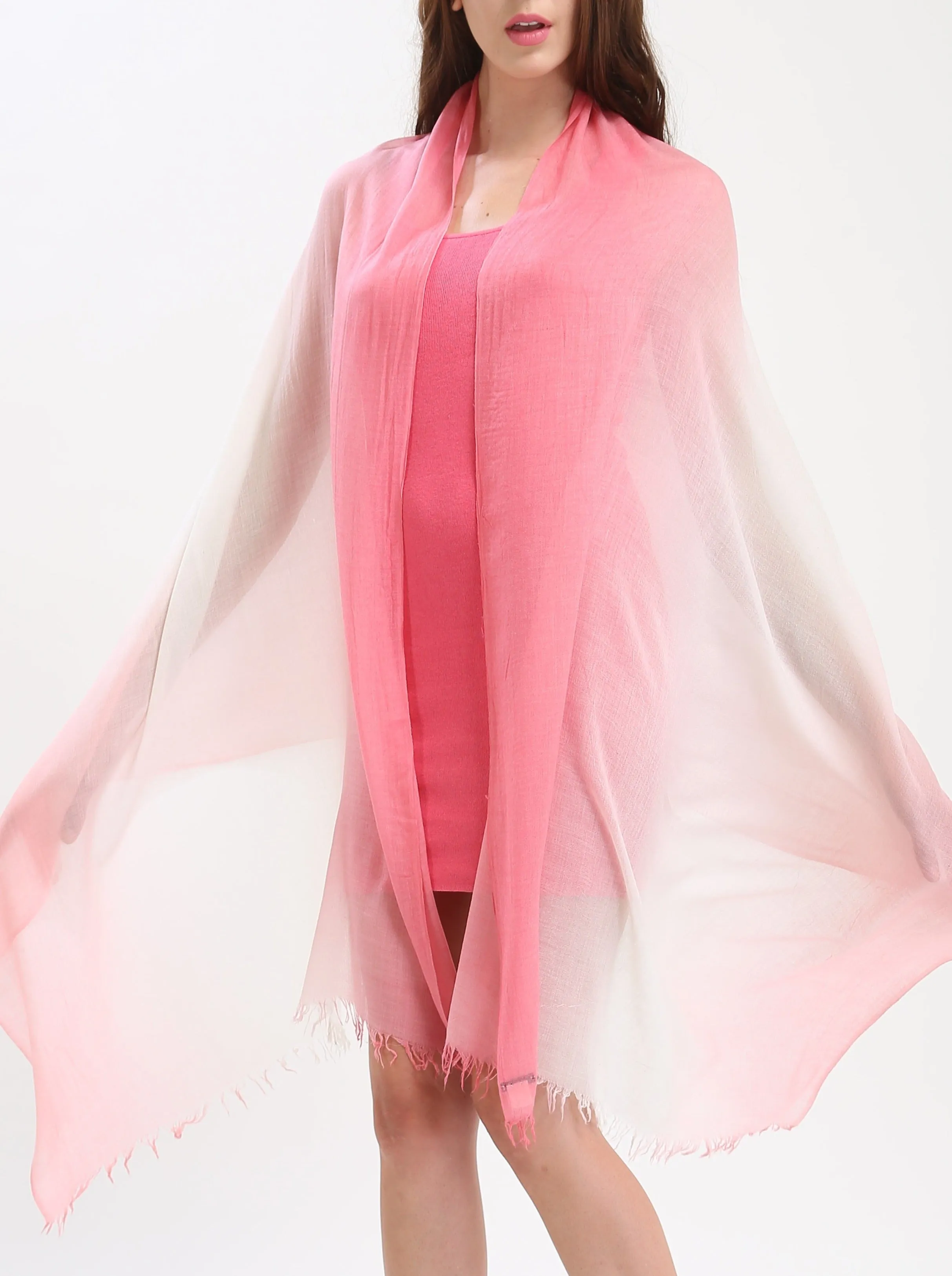 Ombre Dyed Tissue Fine Cashmere Scarf