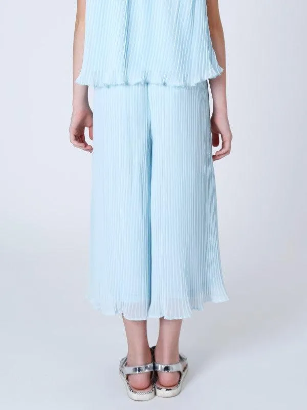 One Friday Aqua Pleated Culotte