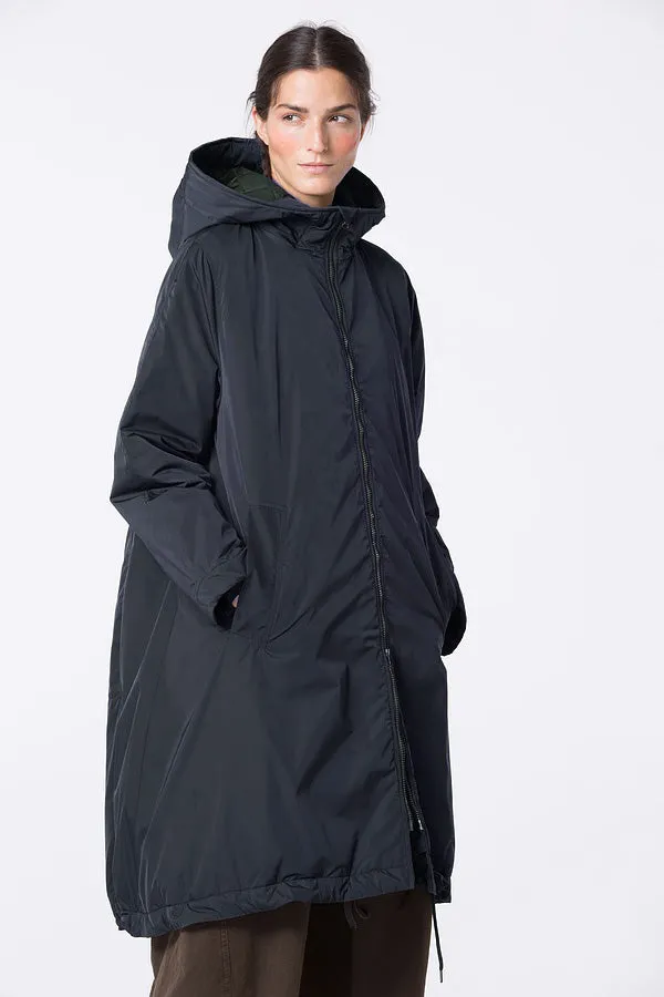 Oska Hooded Coat in Navy