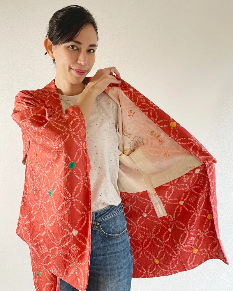 Overlapping Circles Shibori Haori Kimono Jacket