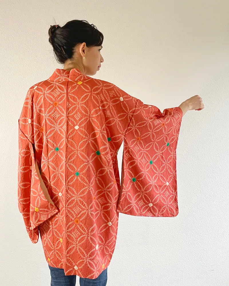 Overlapping Circles Shibori Haori Kimono Jacket