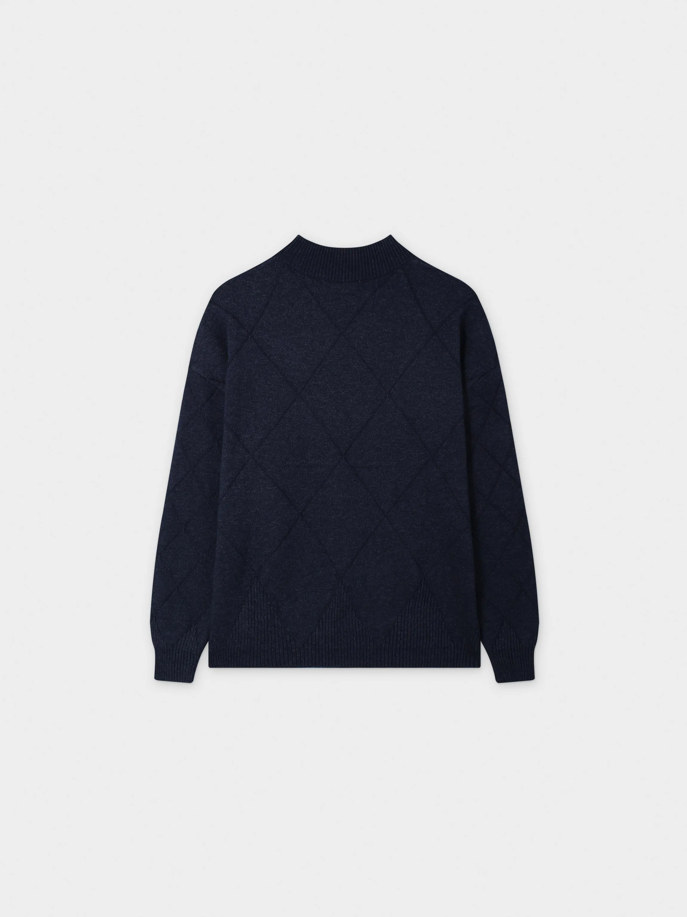 Oversized Diamond Detail Sweater-Heathered Navy