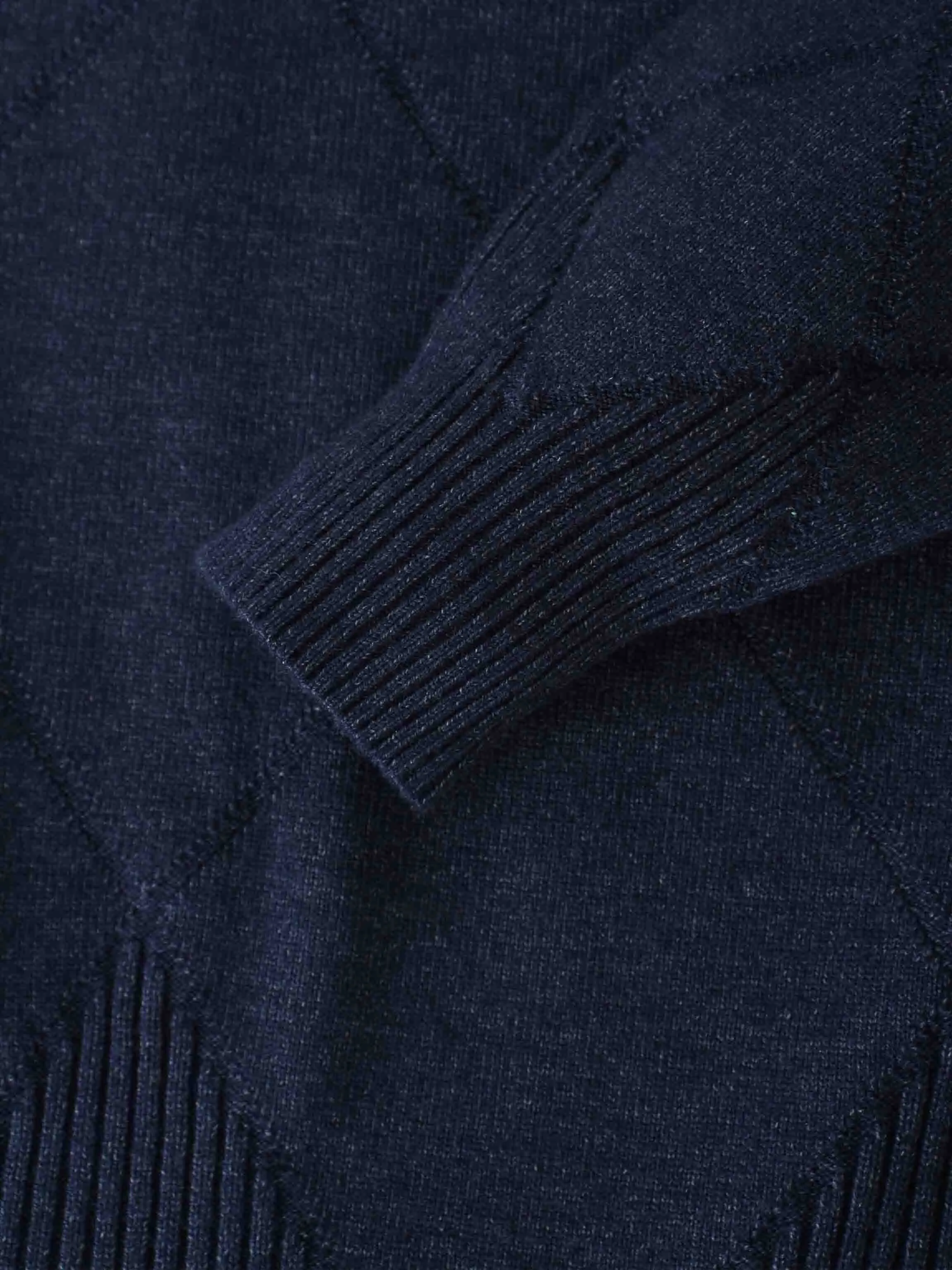 Oversized Diamond Detail Sweater-Heathered Navy