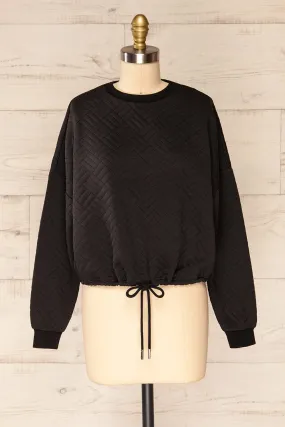 Paris Black | Cropped Sweater w/ Drawstring