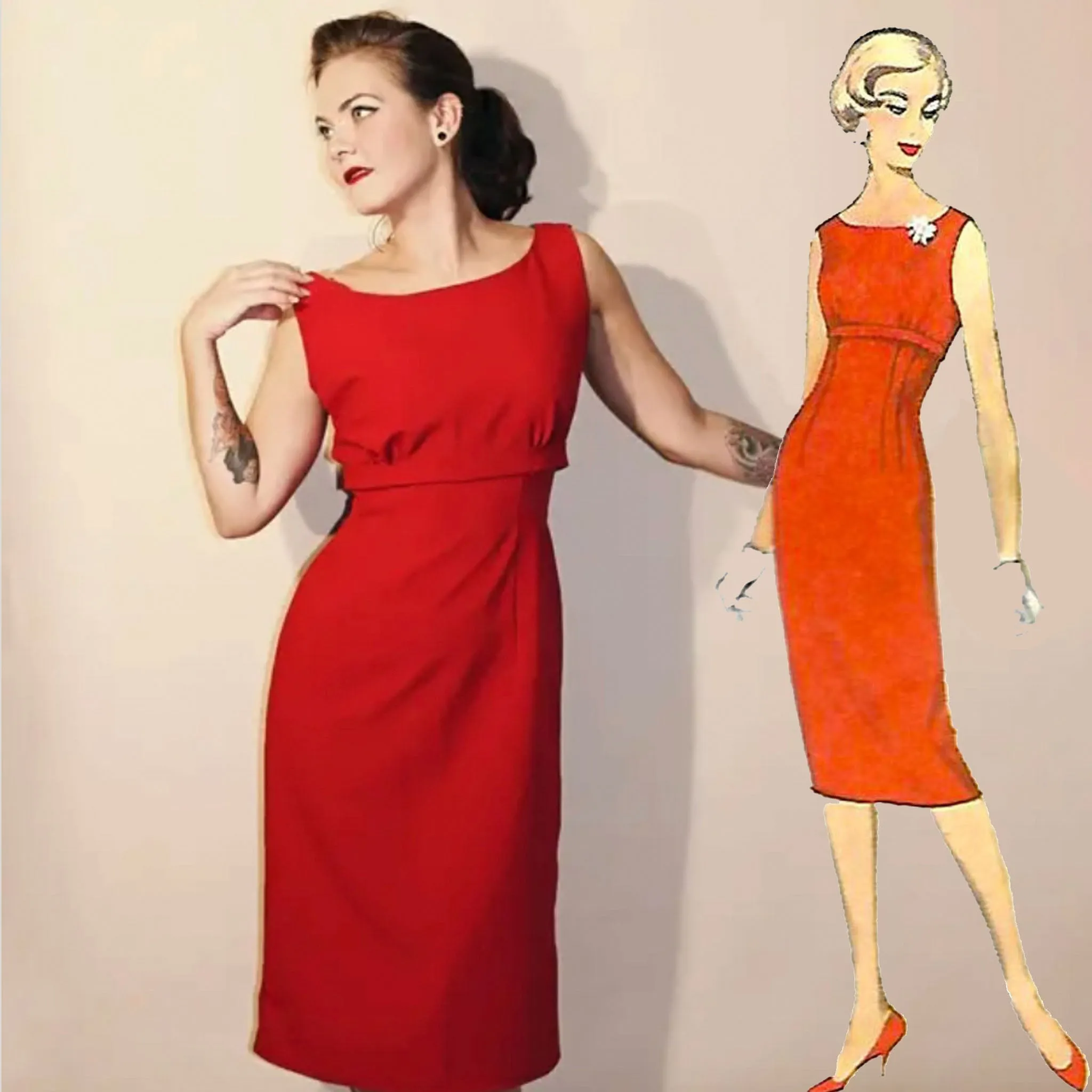 PDF - Vintage 1950s Pattern – 'Audrey' Dress, Jacket & Over skirt -  Bust 36” (91.4cm) - Instantly  Print at home