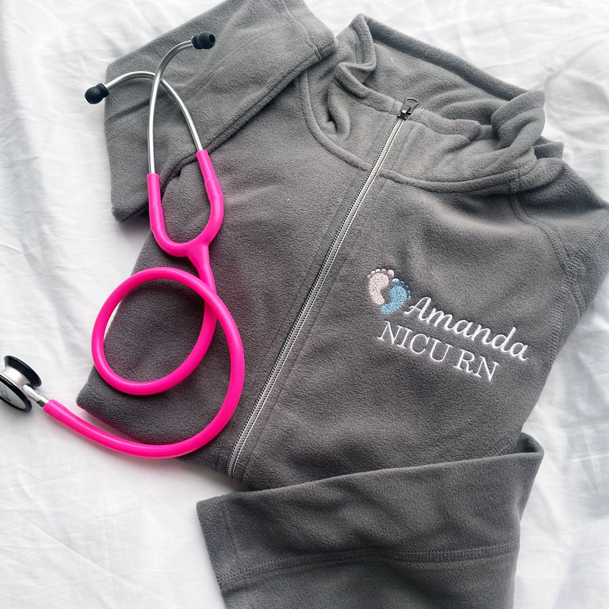 Personalized NICU Nurse Full Zippered Fleece Jacket