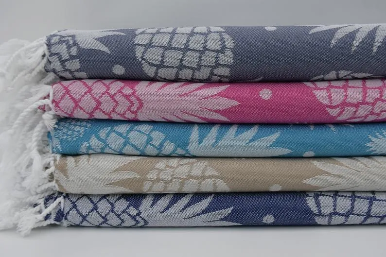 Pineapple Navy Blue 100% Cotton Towel