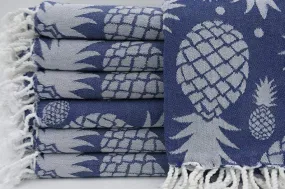 Pineapple Navy Blue 100% Cotton Towel