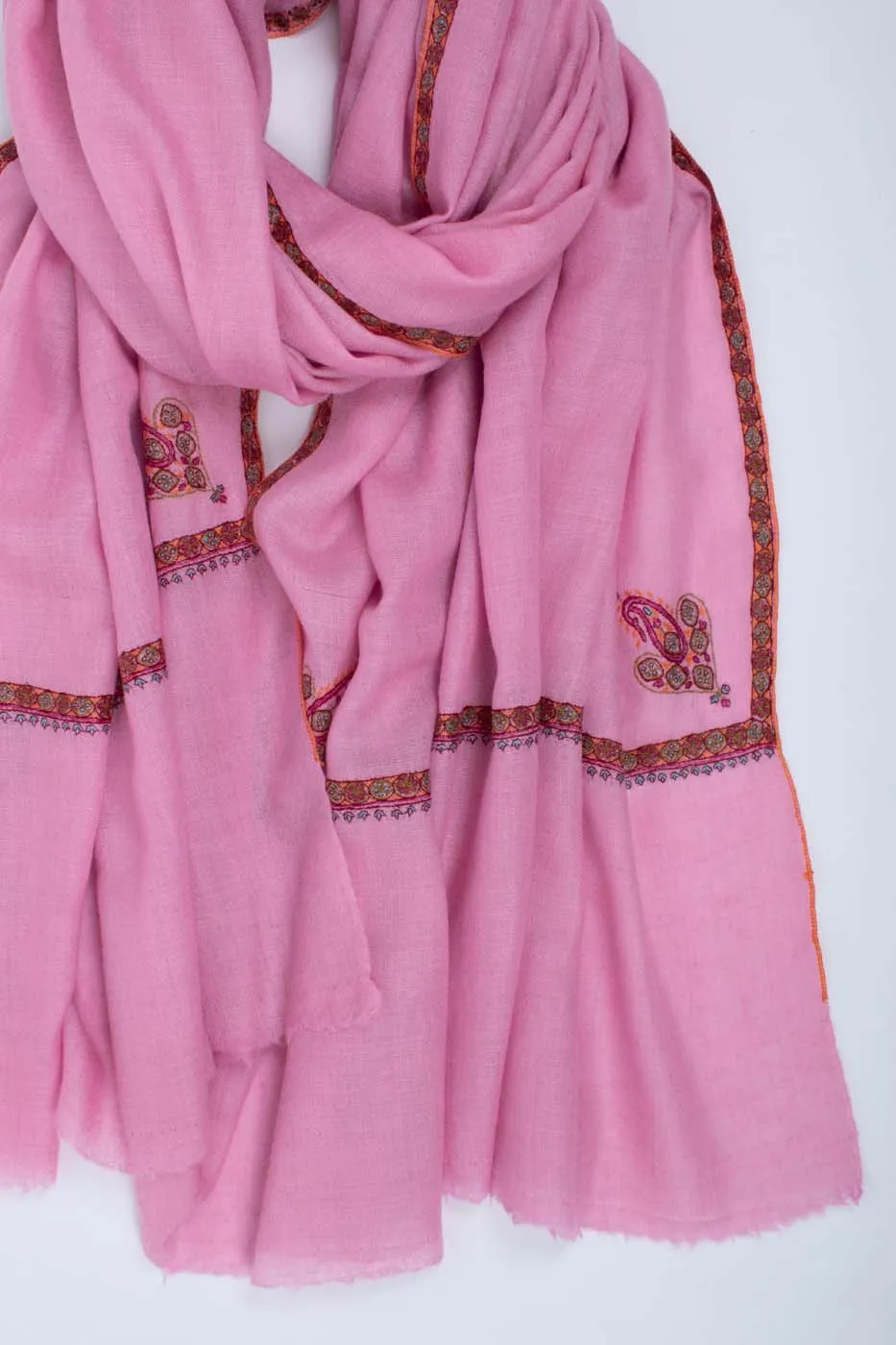 Pink Artisitc Baildar Kashmiri Pashmina Shawl - SAMOS