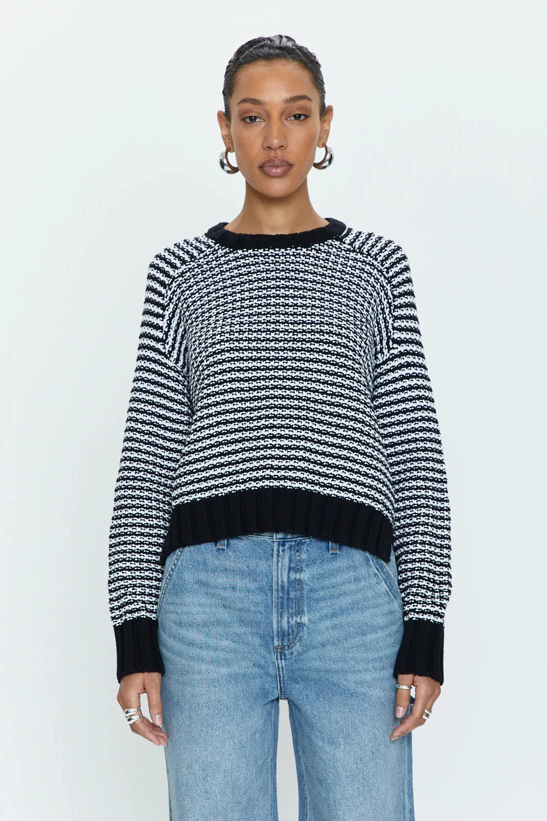 PIS Adina Every Day Stripe Sweater in Midnight White