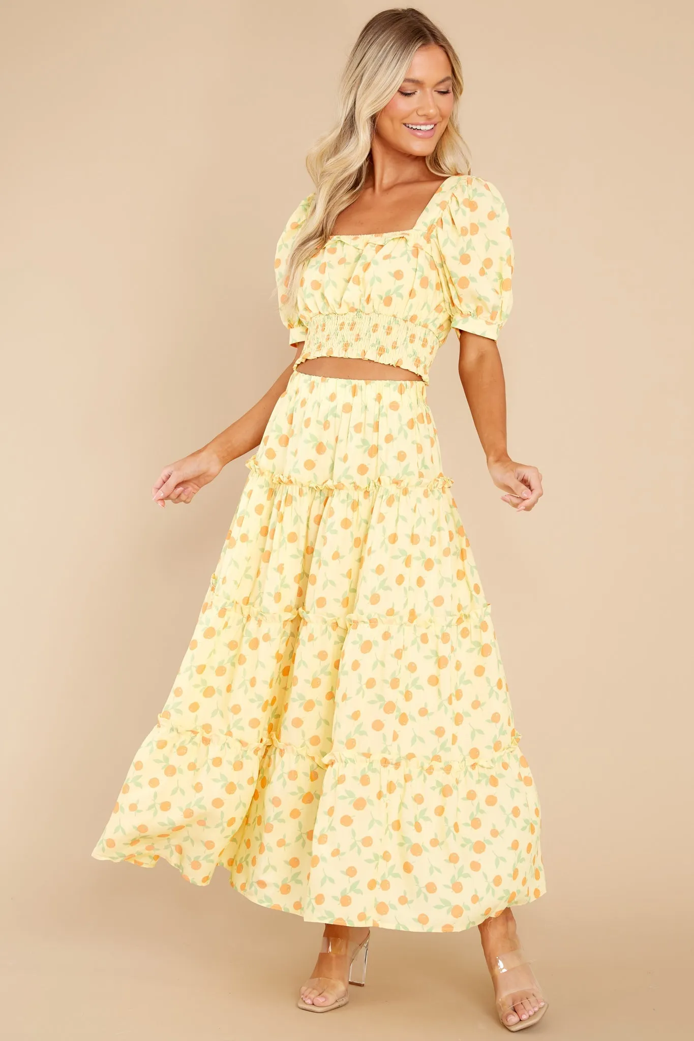 Plans To Picnic Yellow Print Skirt