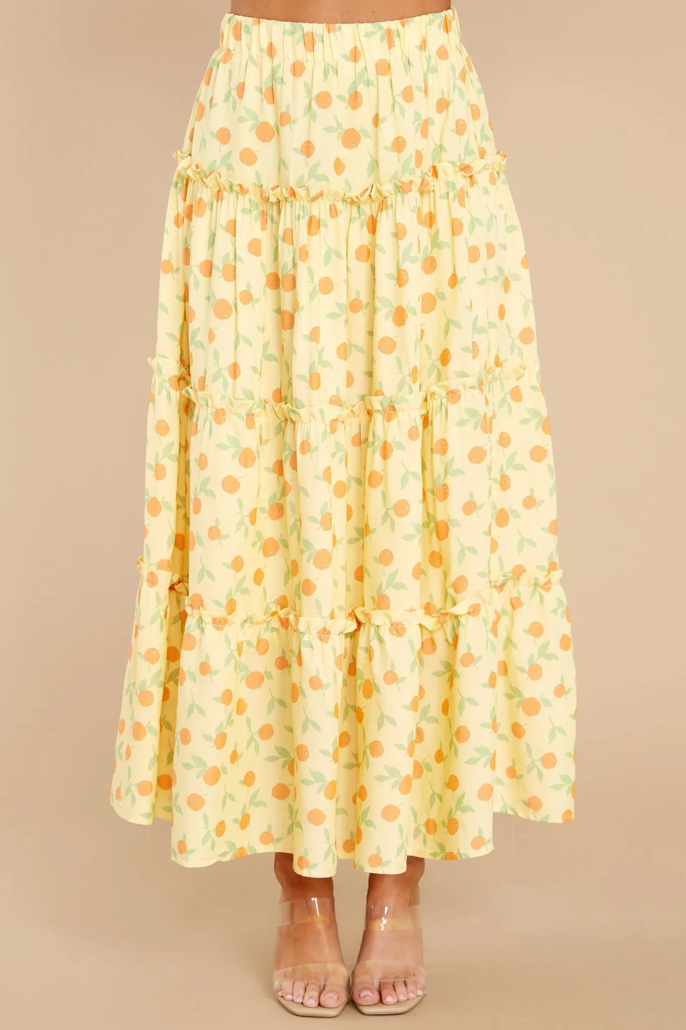 Plans To Picnic Yellow Print Skirt