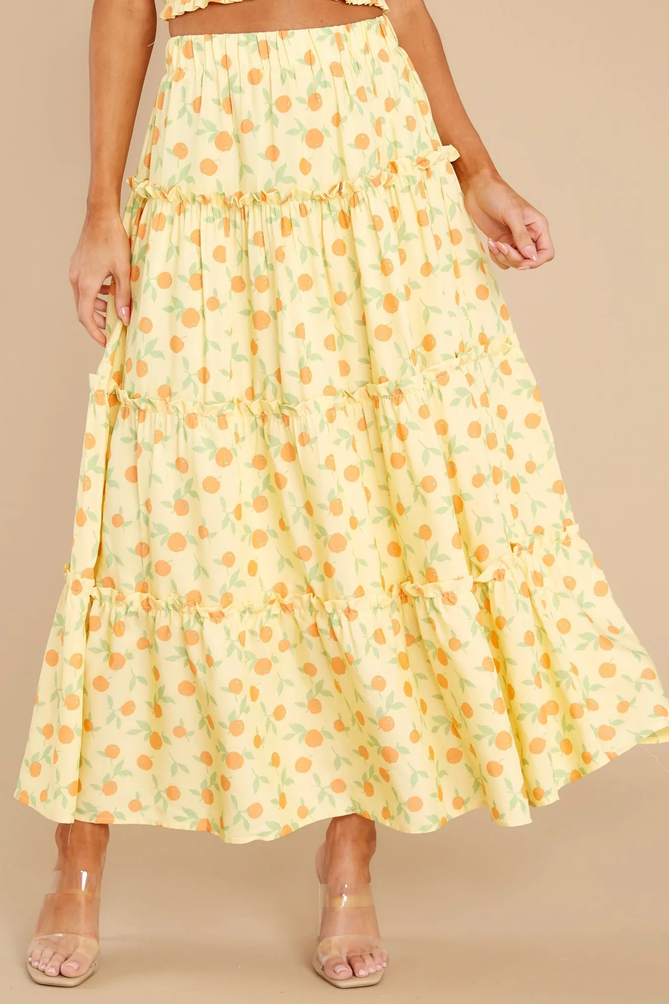 Plans To Picnic Yellow Print Skirt