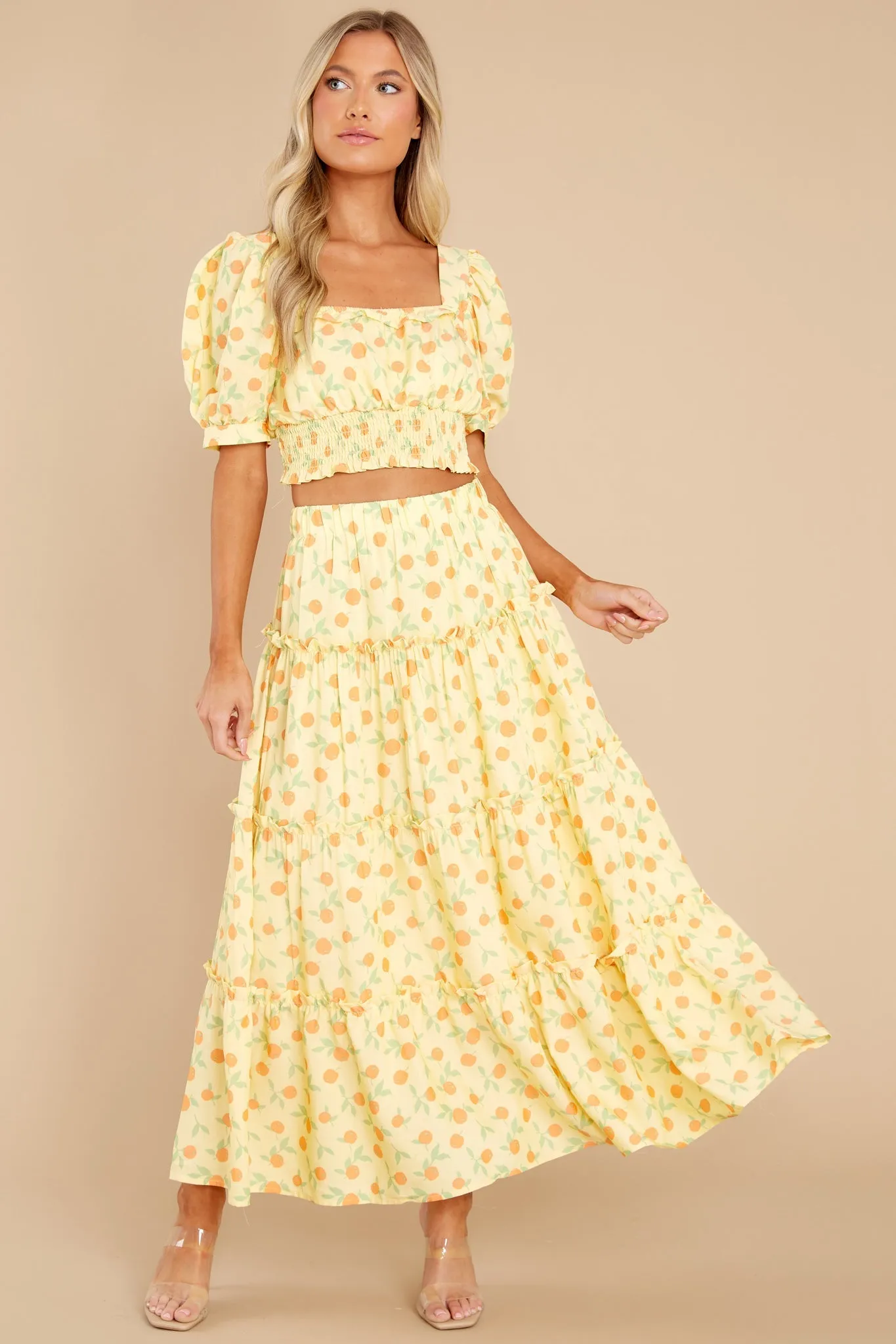 Plans To Picnic Yellow Print Skirt