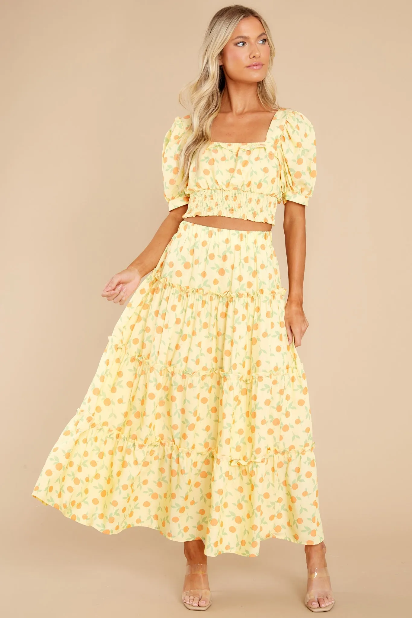 Plans To Picnic Yellow Print Skirt