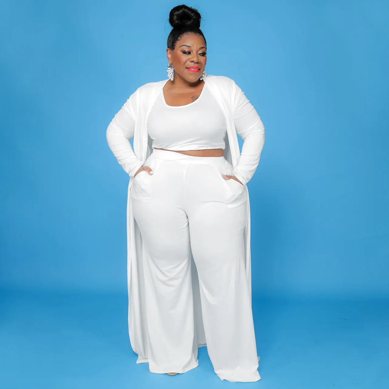 Plus Size Casual Three-Piece Pants Set