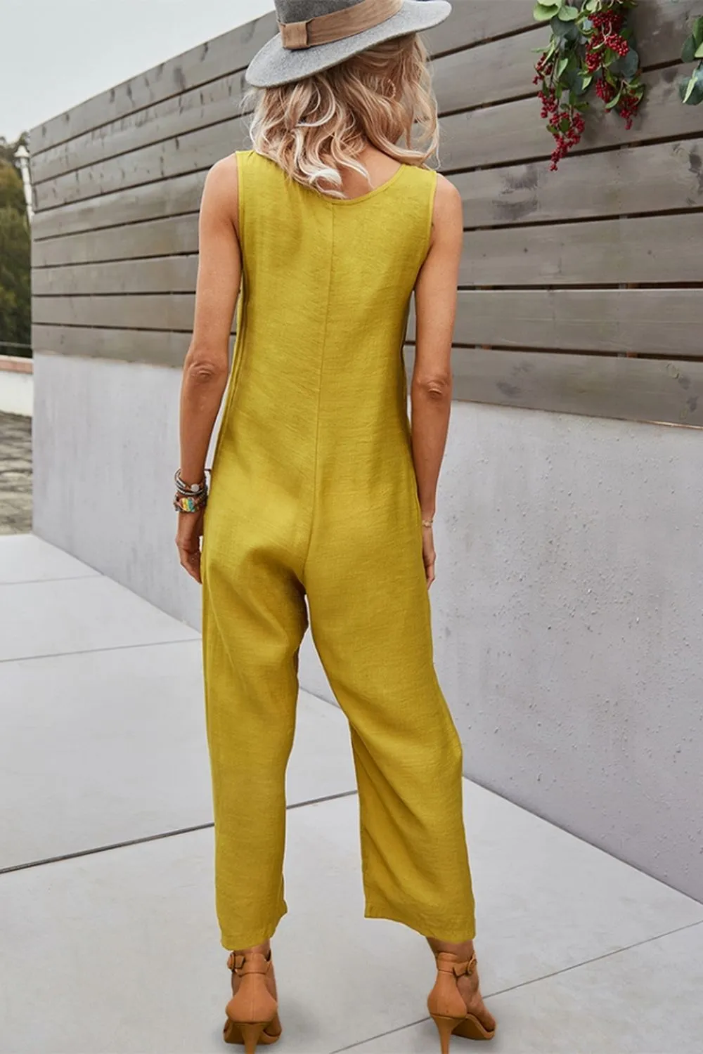 Pocket Solid Color Jumpsuit