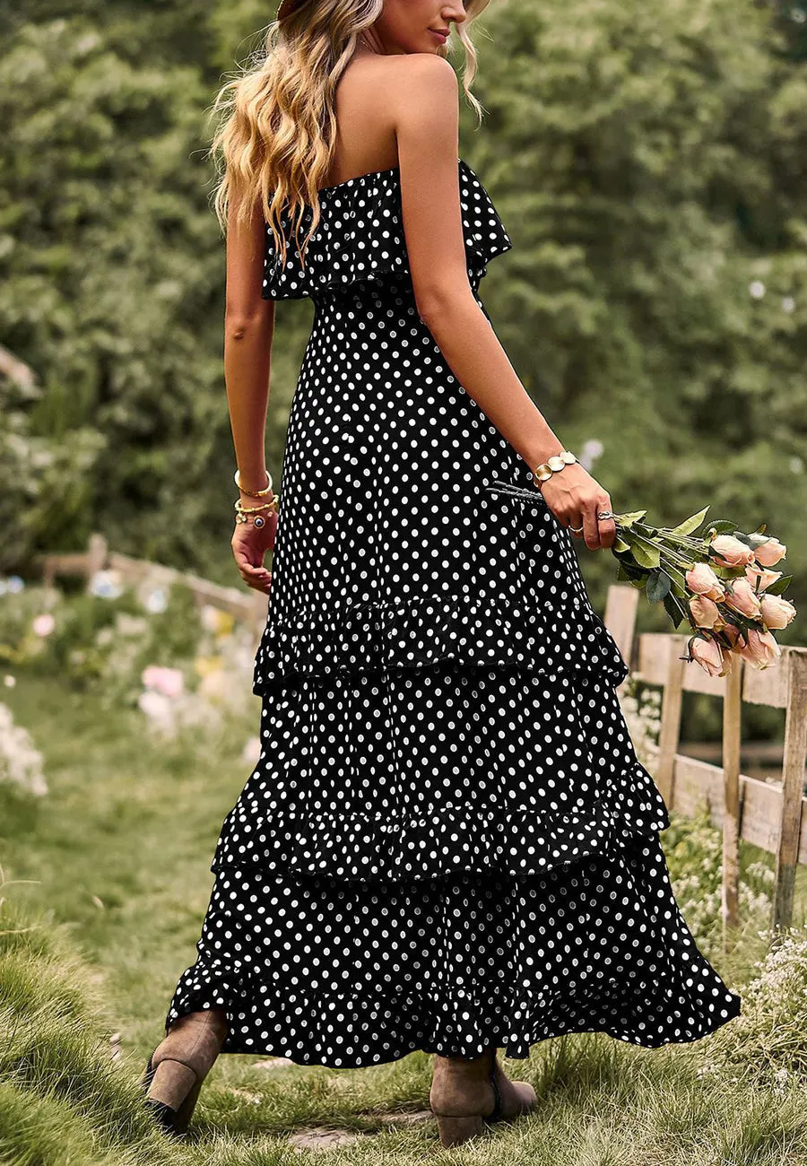 Polka Dot Ruffle Maxi Dress