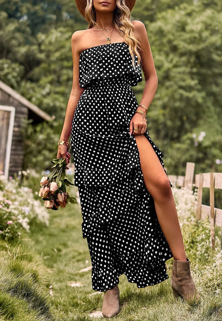 Polka Dot Ruffle Maxi Dress