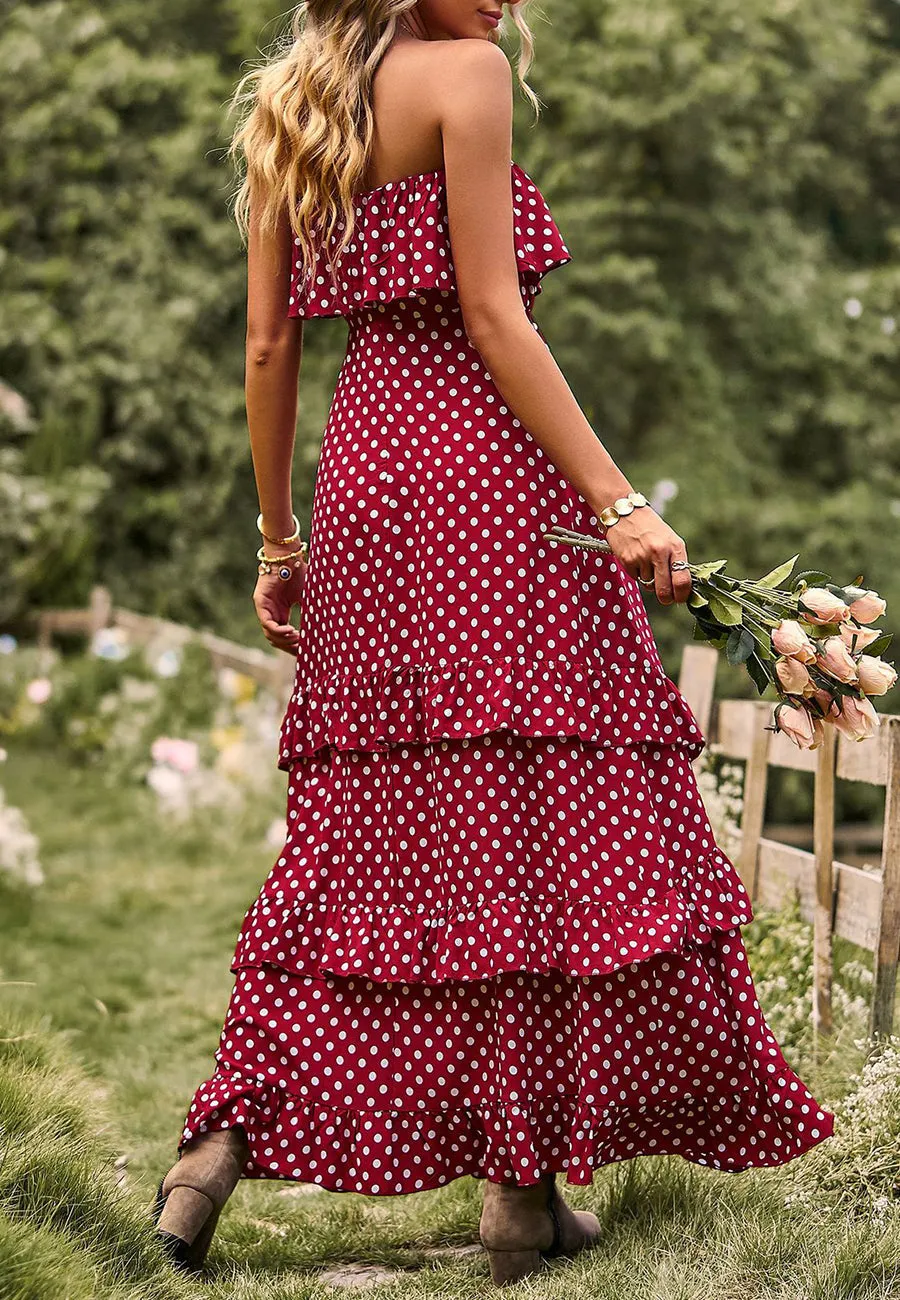 Polka Dot Ruffle Maxi Dress