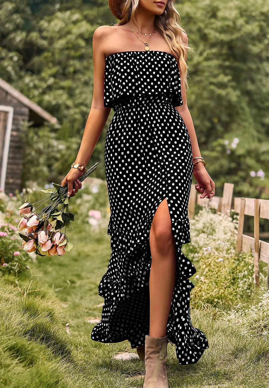 Polka Dot Ruffle Maxi Dress