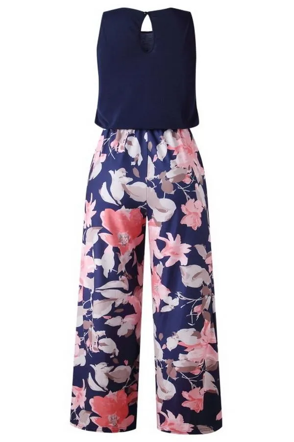 Printed Pocket Button Ankle Length Jumpsuit