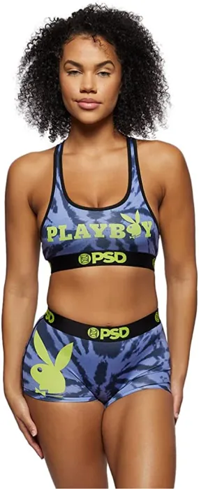 PSD Women's Boy Shorts Blue/Playboy Tie Dye Logo